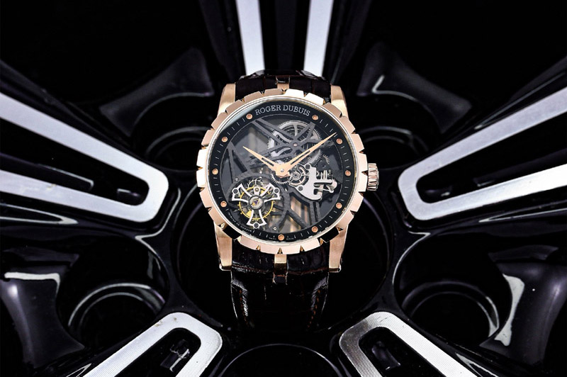 Roger Dubuis Excalibur Rddbex0393 RG Best Edition Skeleton Dial on Black Leather Strap A2136 Tourbillon