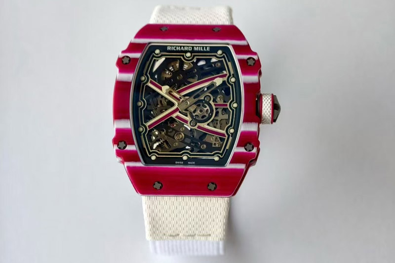 Richard Mille AVF RM67-02 Qatar Red NTPT Spain Skeleton Dial on White Elastic strap CRMA7 Clone