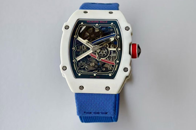 Richard Mille AVF RM67-02 France White NTPT Spain Skeleton Dial on Blue Elastic strap CRMA7 Clone