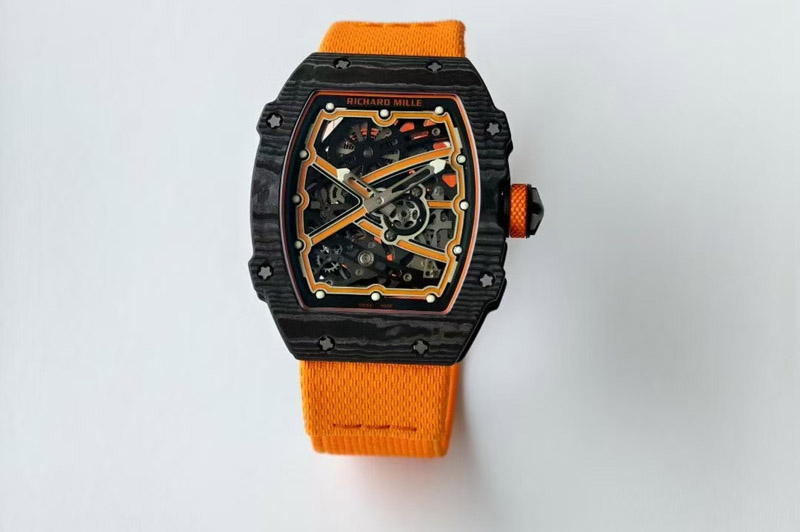 Richard Mille AVF RM67-02 McLaren Black NTPT Spain Skeleton Dial on Orange Elastic strap CRMA7 Clone