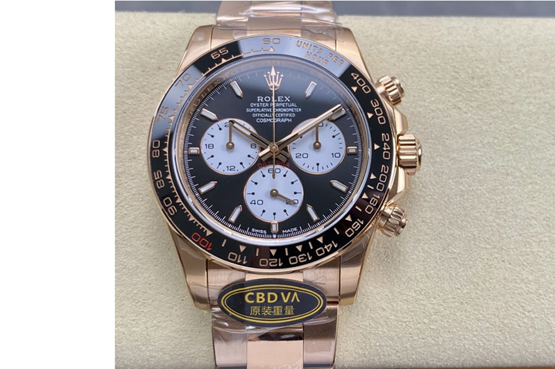 Rolex Daytona 126528 Le Mans RG Gain Weight CBDF 1:1 Best Edition Black Dial On RG Bracelet DD4132(210g Gain Weight)