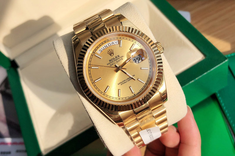 Rolex Day Date 18K Yellow Gold Wrapped(5um) 1:1 Best Edition White Dial on Swiss ETA-2836