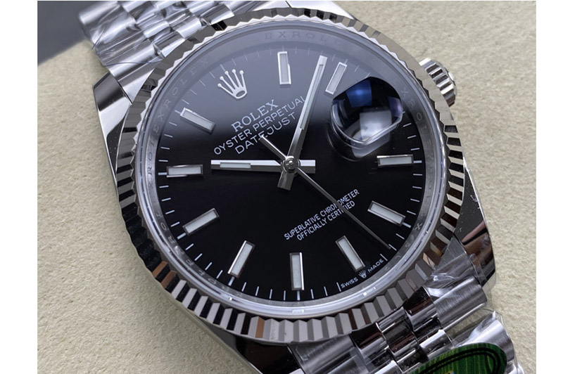 Rolex Datejust 36 126234 904L Steel AR+F 1:1 Best Edition Black Dial on SS Bracelet VR3235