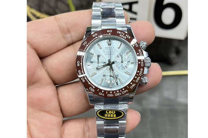 Rolex Daytona 116506 CBDF 1:1 Best Edition Ice Blue Dial Crystal Markers on SS Bracelet SH4130 (Gain Weight)