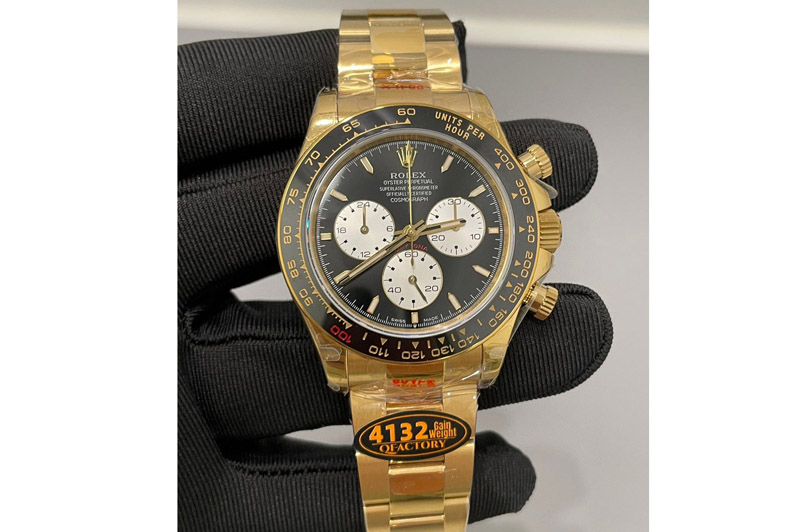 Rolex Daytona 126528 Le Mans RG Gain Weight QF 1:1 Best Edition Black Dial On RG Bracelet SH4132 V9(Gain Weight)
