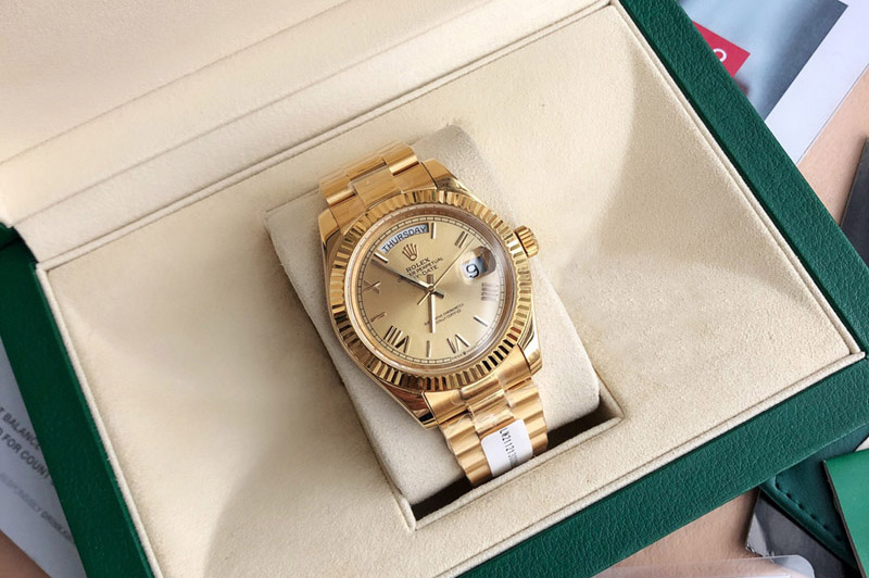 Rolex Day Date 18K Yellow Gold Wrapped(5um) 1:1 Best Edition Gold Dial on Swiss ETA-2836