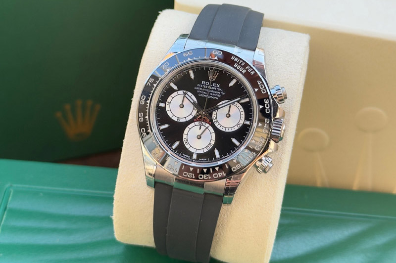 Rolex Daytona 126519 C1 1:1 Best Edition SS Black Dial White Subdial Sticks Markers On Oysterflex Strap DD4131