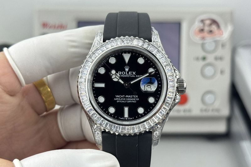 Rolex Yacht-Master 226679TBR Gain Weight FH 1:1 Best Edition Black Dial Diamond Bezel On Oysterflex Strap Cal.3235(158g)