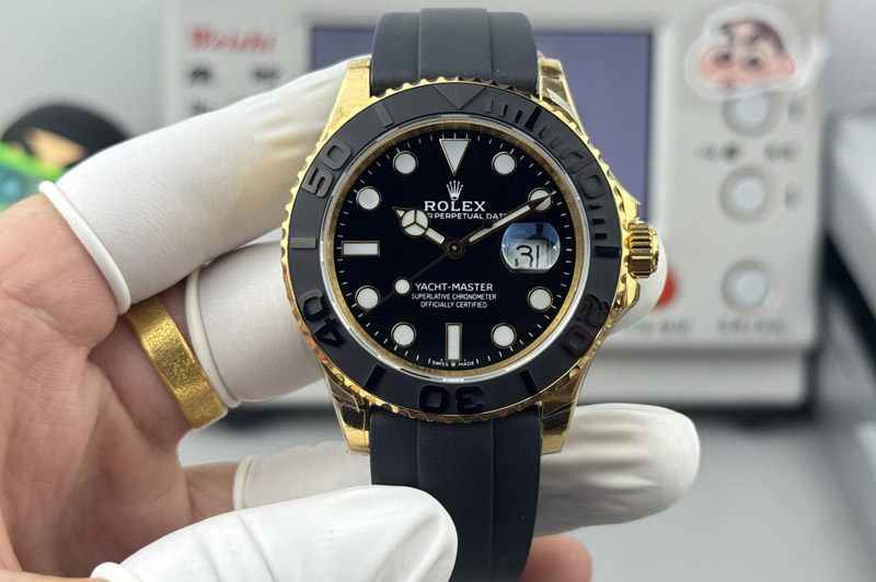 Rolex Yacht-Master 226658 Gain Weight FH 1:1 Best Edition YG Black Dial Diamond Bezel On Oysterflex Strap Cal.3235(158g)