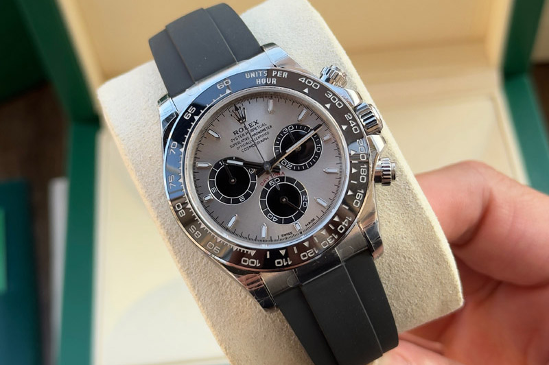 Rolex Daytona 126519 C1 1:1 Best Edition SS Silver Dial Black Subdial Sticks Markers On Oysterflex Strap DD4131