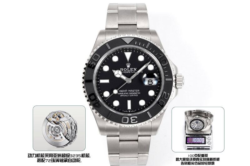 Rolex Yacht-Master 226627 Titanium B Factory 1:1 Best Edition Black Dial On Titanium Bracelet VR3235