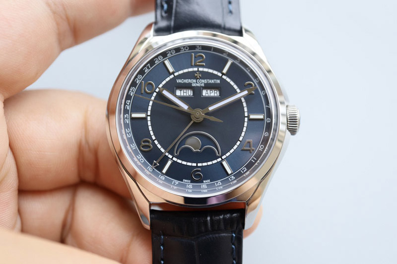 Vacheron Constantin Fiftysix 4000E SS 40mm MX 1:1 Best Edition Blue Dial on Blue Leather Strap A2460