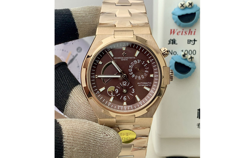 Vacheron Constantin Overseas Dual Time Power Reserve 47450 9F RG Best Edition Brown Dial on RG Bracelet Miyota 9015