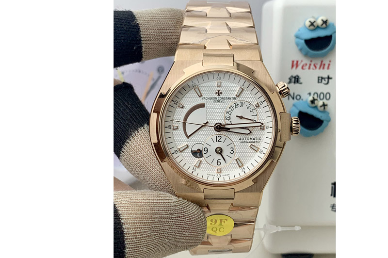 Vacheron Constantin Overseas Dual Time Power Reserve 47450 9F RG Best Edition White Dial on RG Bracelet Miyota 9015