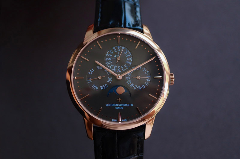 Vacheron Constantin Patrimony Contemporaine 43175 MX 1:1 Best RG Black Dial on Blue Leather Strap Cal.1120QP