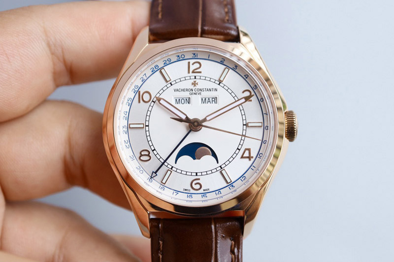 Vacheron Constantin Fiftysix 4000E RG 40mm MX 1:1 Best Edition White Dial on Brown Leather Strap A2460