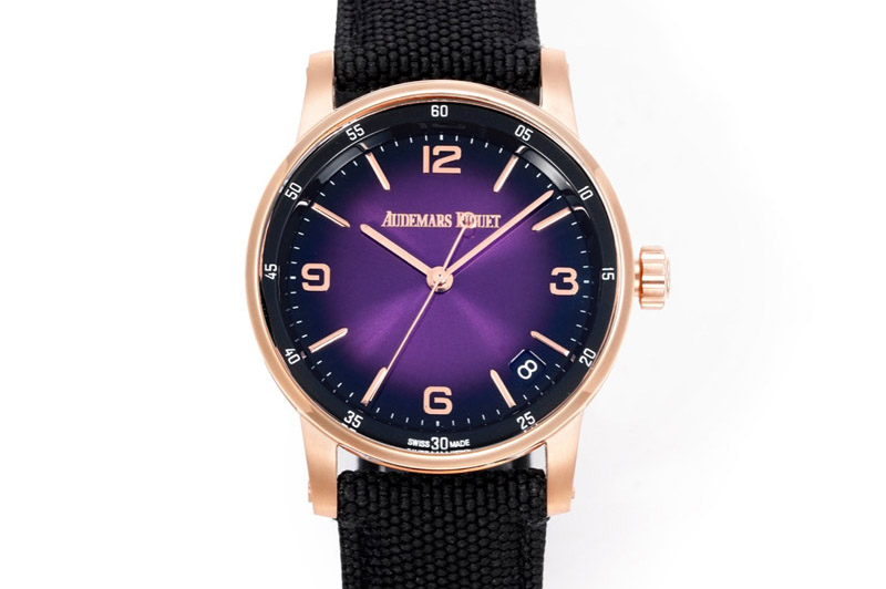 Audemars Piguet Code 11.59 RG 15210 APK 1:1 Best Edition Purple Dial on Black Nylon Strap SA4302 Super Clone
