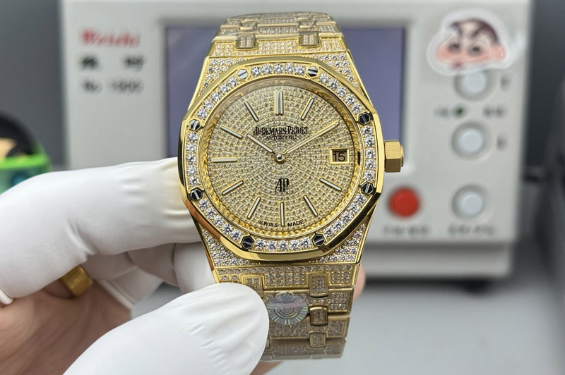 Audemars Piguet Royal Oak 39mm 16202 "50th Anniversary" YG Full Diamond Dial on Full Diamond A7121