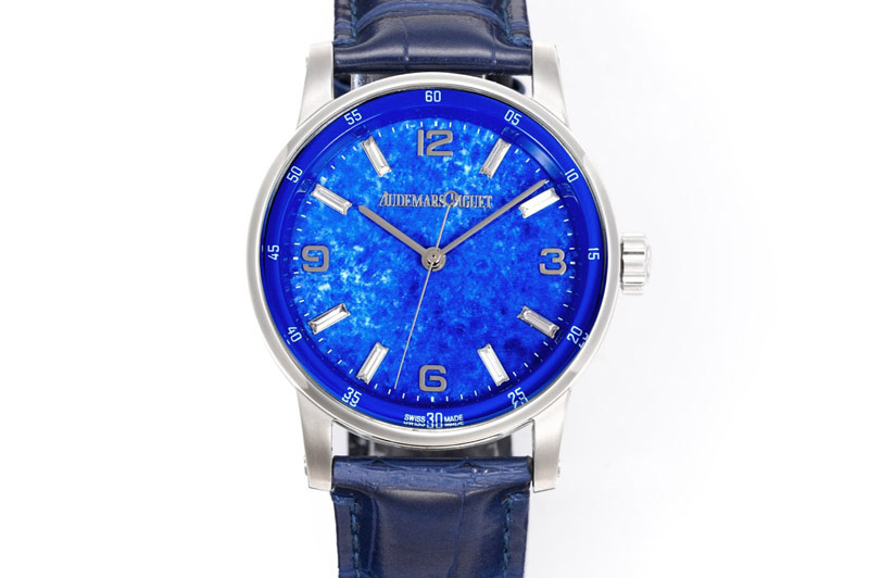 Audemars Piguet Code 11.59 SS 15210 APK 1:1 Best Edition Blue Dial on Blue Leather Strap SA4302 Super Clone
