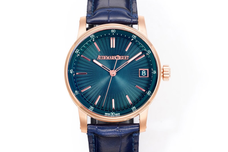 Audemars Piguet Code 11.59 RG 15210 APK 1:1 Best Edition Green Dial on Blue Leather Strap SA4302 Super Clone