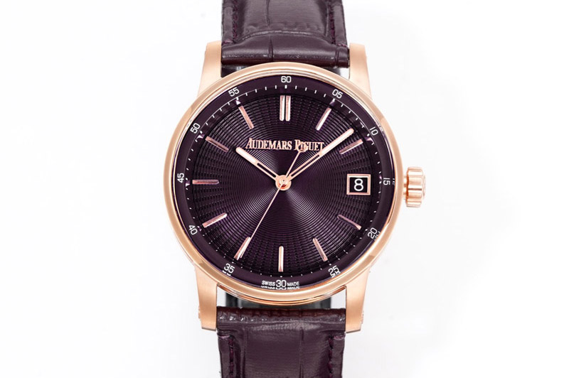 Audemars Piguet Code 11.59 RG 15210 APK 1:1 Best Edition Purple Dial on Purple Leather Strap SA4302 Super Clone