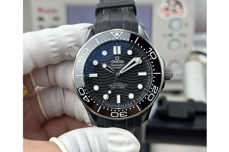 Omega Seamaster 300m 43.5mm Black Ceramic ORF 1:1 Best Edition Titanium Bezel on Black Rubber Strap OR8806 Super Clone