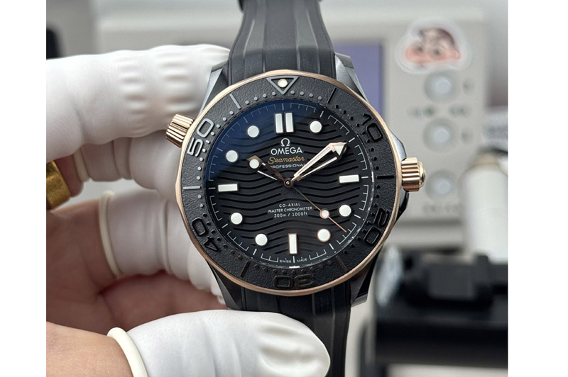 Omega Seamaster 300m 43.5mm Black Ceramic ORF 1:1 Best Edition RG Bezel on Black Rubber Strap OR8806 Super Clone