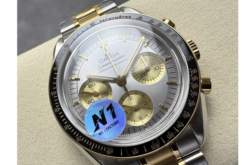 Omega Speedmaster Professional SS/YG N1F Best Edition Silver Dial Gold Subdial On SS/YG Bracelet Asian 3861