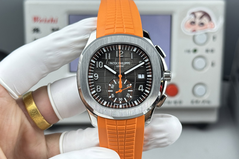 Patek Philippe Aquanaut 5968 SS P1 Best Edition Gray Dial on Orange Rubber Strap PP CH 28-520
