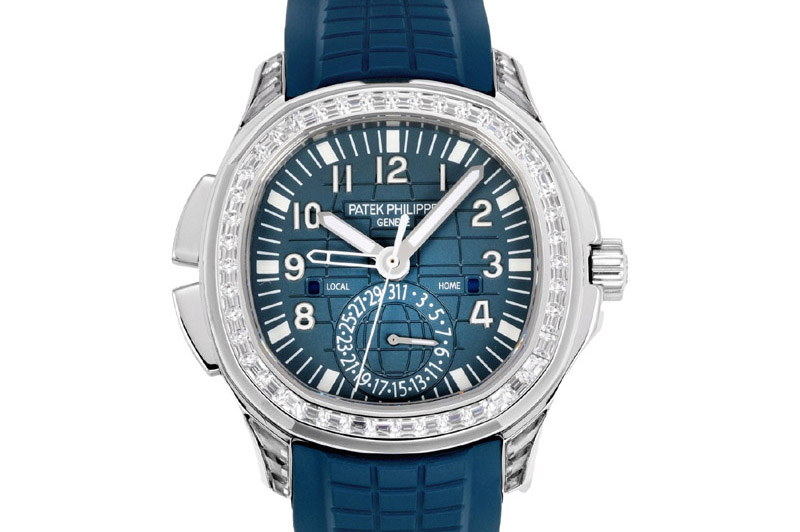 Patek Philippe Aquanaut 5164 SS PP 1:1 Best Edition Diamond Bezel Blue Dial on Blue Rubber Strap A324