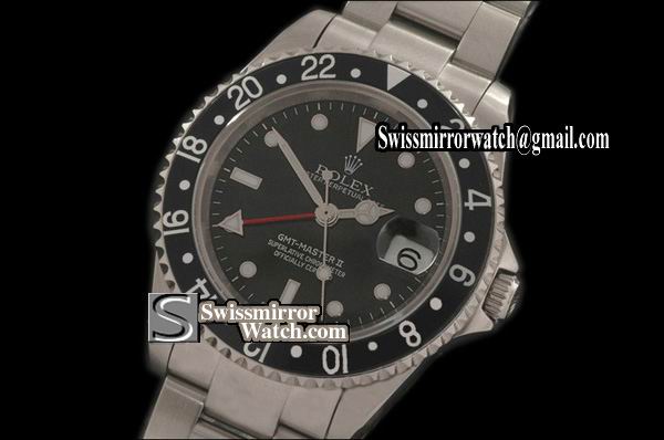 Rolex GMT Master II SS Black Bezel Swiss Eta 2836-2 CHS Watches