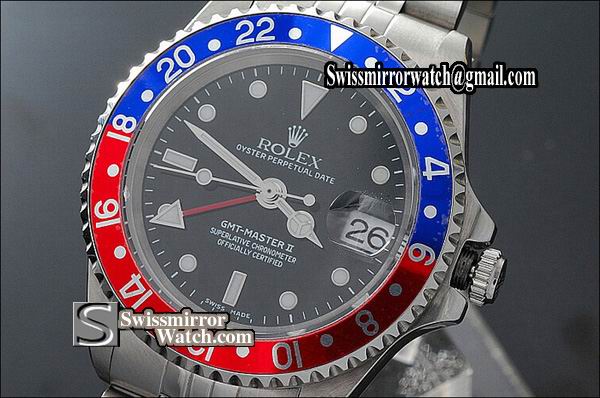 Rolex GMT Master II SS Blue/Red Bezel Jubilee Swiss Eta 2836 Wa