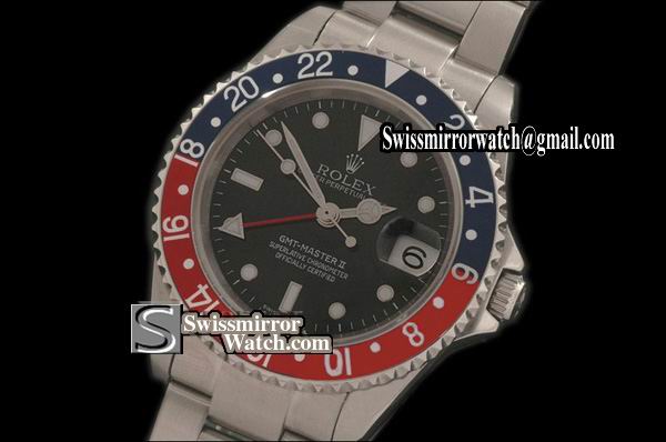 Rolex GMT Master II SS Blue/Red Bezel Swiss Eta 2836-2 CHS Watch