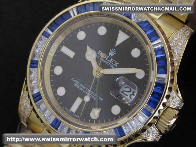 Rolex GMT Master II 116758SA Full Gold Blue Ruby Bezel Watches