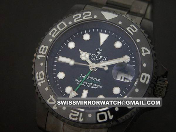 Rolex GMT II Pro-Hunter PVD SwissETA Cool Black Watch