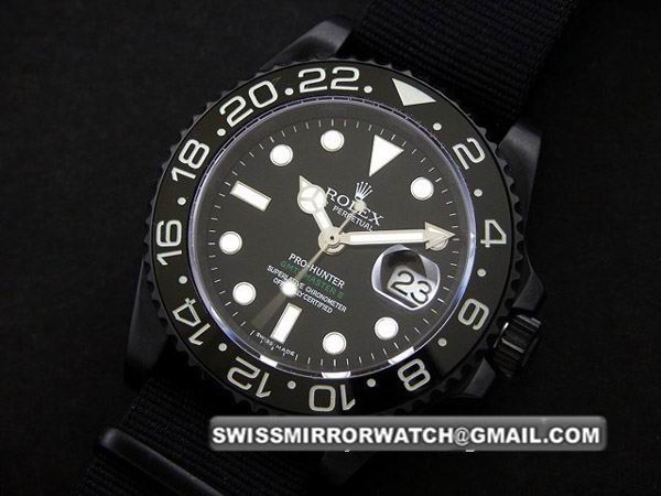 Rolex Pro Hunter GMT Master II PVD Swiss ETA Black Watches