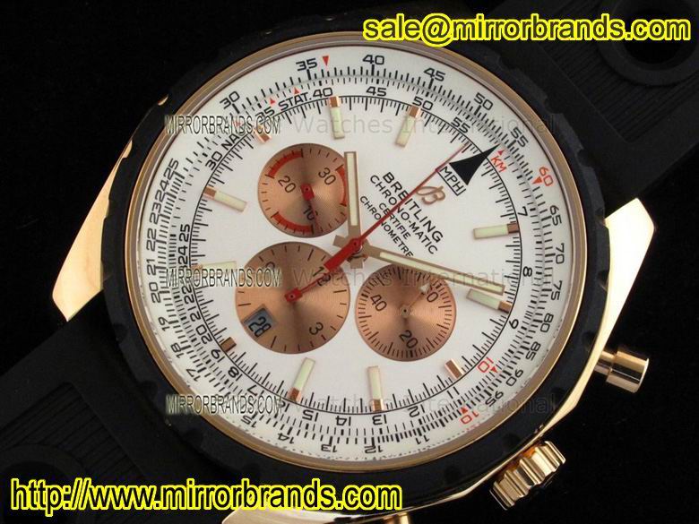 Replica Breitling Chronomatic 49 RG White Dial on OR Rubber Strap