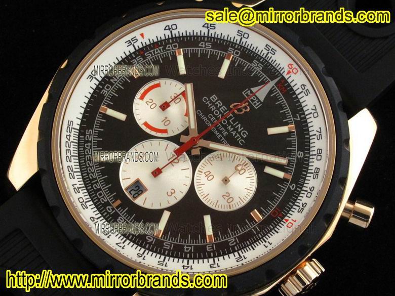 Replica Breitling Chronomatic 49 RG Brown Dial on OR Rubber Strap
