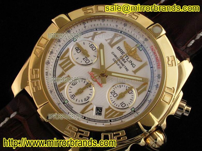 Replica Breitling Chronomat B01 V2 RG Antarctica White Dial on Brown Leather Strap