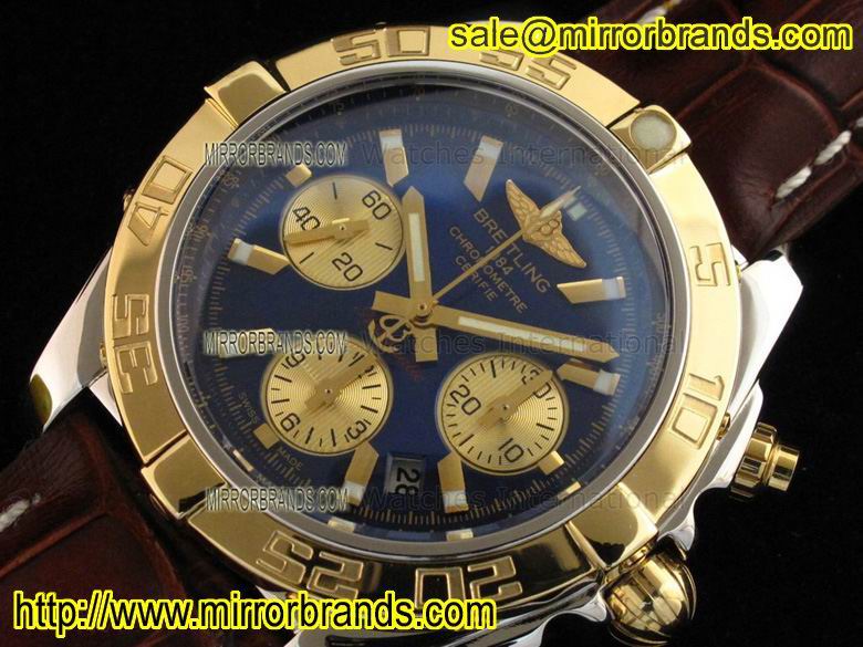 Replica Breitling Chronomat B01 V2 TT Metallic Blue Dial on Brown Leather Strap