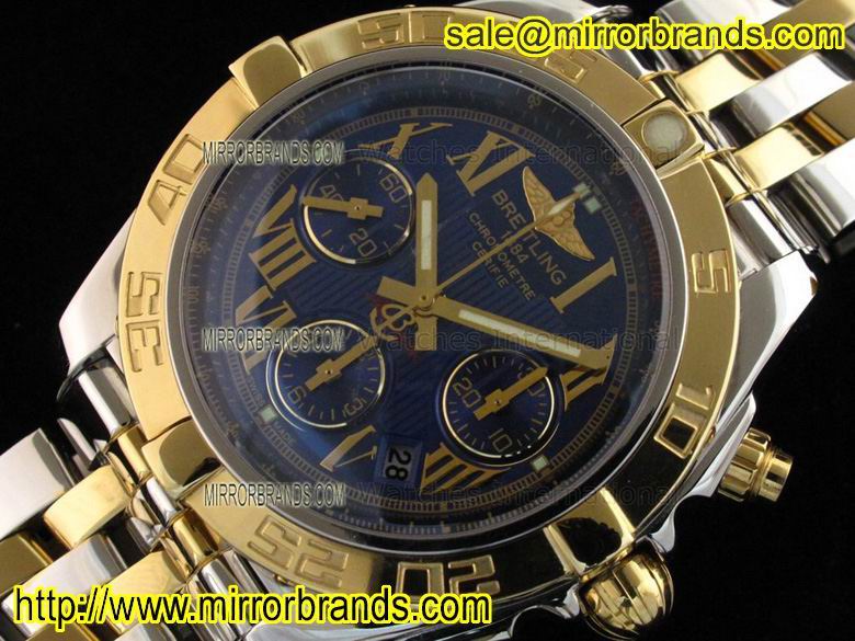 Replica Breitling Chronomat B01 V2 TT Onyx Blue Roman Dial on Bracelet