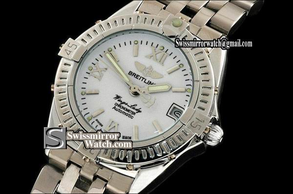 Ladies Breilting Wings SS White Dial Asia Automatic Watch