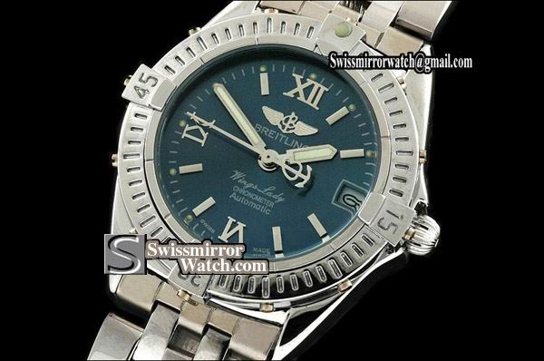 Ladies Breilting Wings SS Blue Dial Asia Automatic Watch