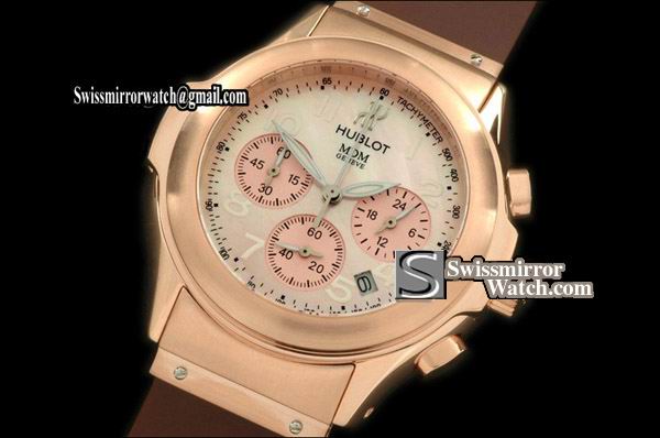 Hublot MDM Chronograph RG/RU MOP Pink Jap Quartz Replica Watches