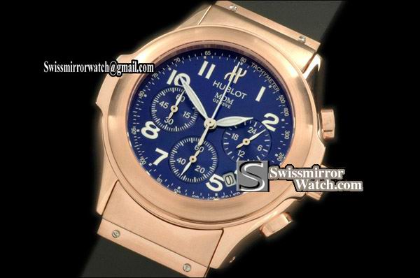 Hublot MDM Chronograph RG/RU Blue Jap Quartz Replica Watches