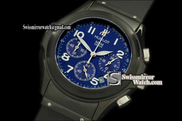 Hublot MDM Chronograph PVD/RU Blue Jap Quartz Replica Watches
