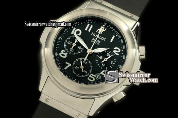 Hublot MDM Chronograph SS/RU Black Jap Quartz Replica Watches