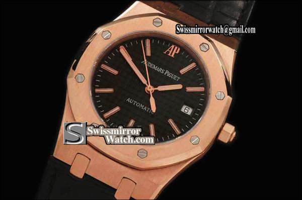 Audemars Piguet Royal Oak Jumbo 39mm Rose Gold Black Swiss Eta 2