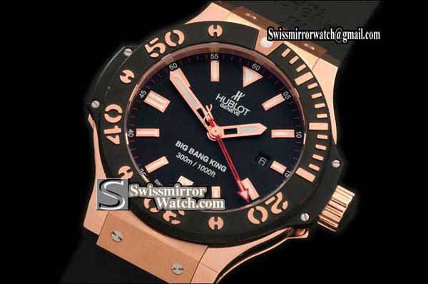 Hublot Big Bang King Rose Gold RG/RU Black A-7750 28800 Replica Watches