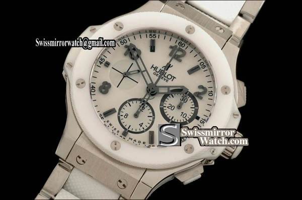 Hublot Big Bang SS/SS/RU Ceramic Bez Aspen White Asia 7750 Replica Watches